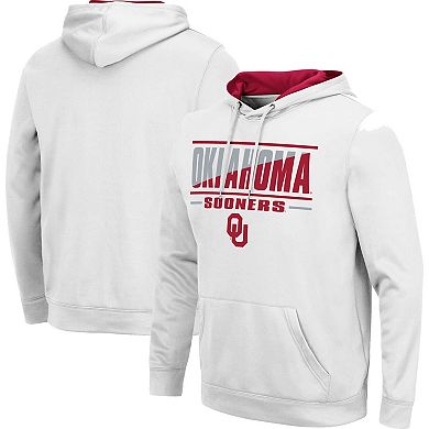 Men's Colosseum White Oklahoma Sooners Slash Stack 2.0 Pullover Hoodie