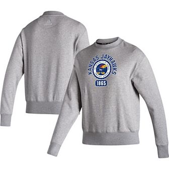 Women's adidas Heathered Gray Kansas Jayhawks Vintage Circle Pullover Sweatshirt