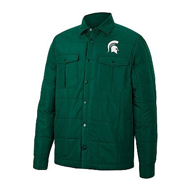 Men's Colosseum Green Michigan State Spartans Detonate Quilted Full-Snap Jacket