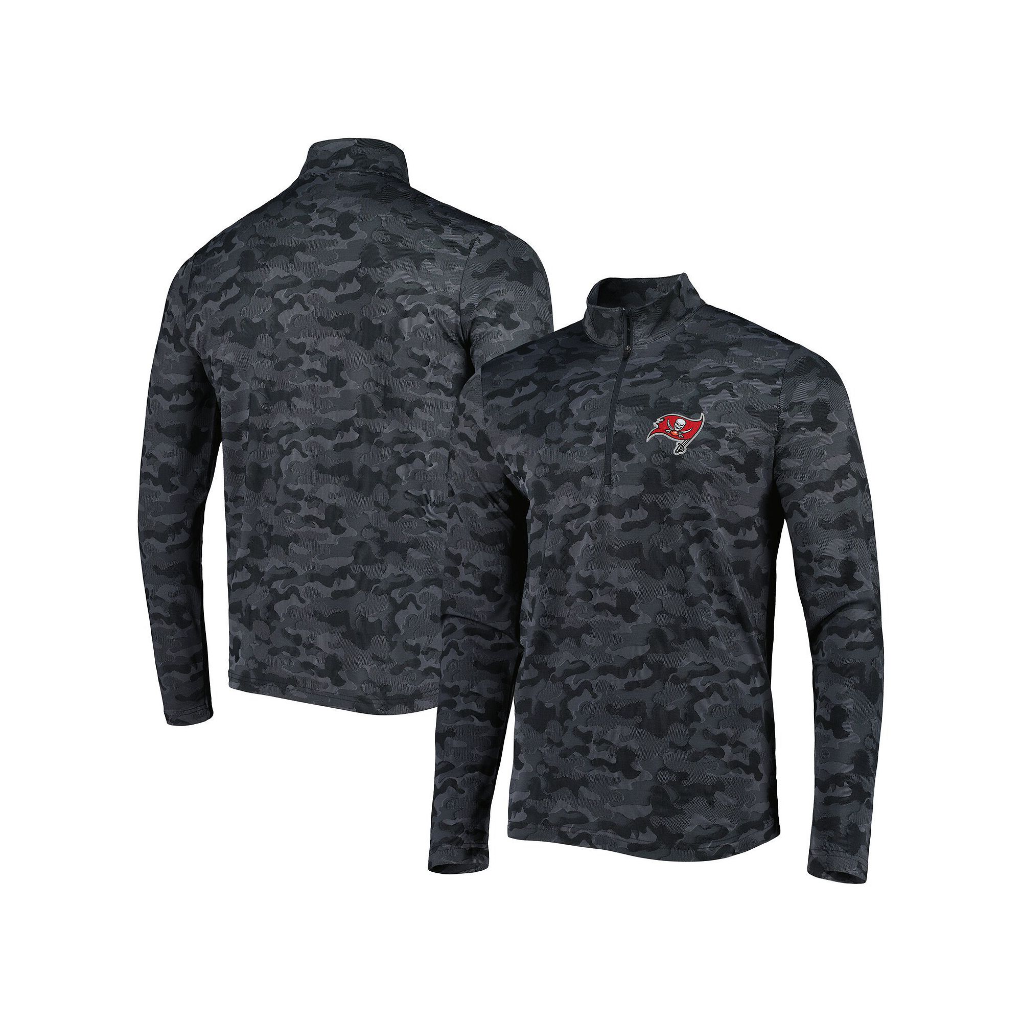 Mens Antigua Black Tampa Bay Buccaneers Brigade Quarter-Zip Sweatshirt, Si