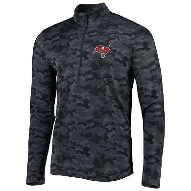 Men's Antigua Black Tampa Bay Buccaneers Brigade Quarter-Zip Sweatshirt