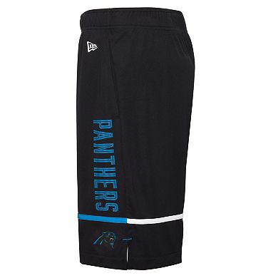 Men's New Era Black Carolina Panthers Combine Authentic Rusher Training Shorts