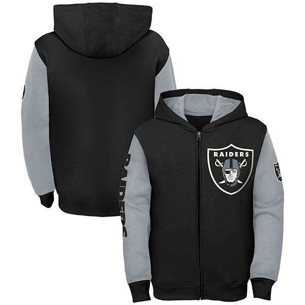 Youth Black/Silver Las Vegas Raiders Poster Board Full-Zip Hoodie