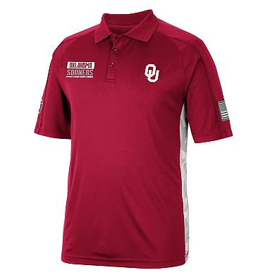 Men's Colosseum Crimson Oklahoma Sooners OHT Military Appreciation Snow Camo Polo