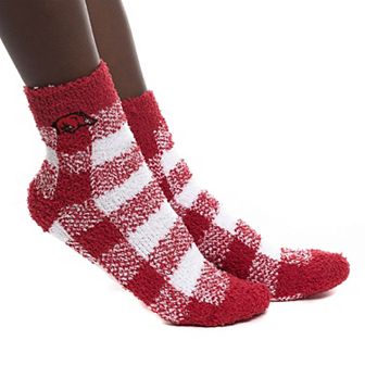 Women's ZooZatz Arkansas Razorbacks Fuzzy Buffalo Check Crew Socks