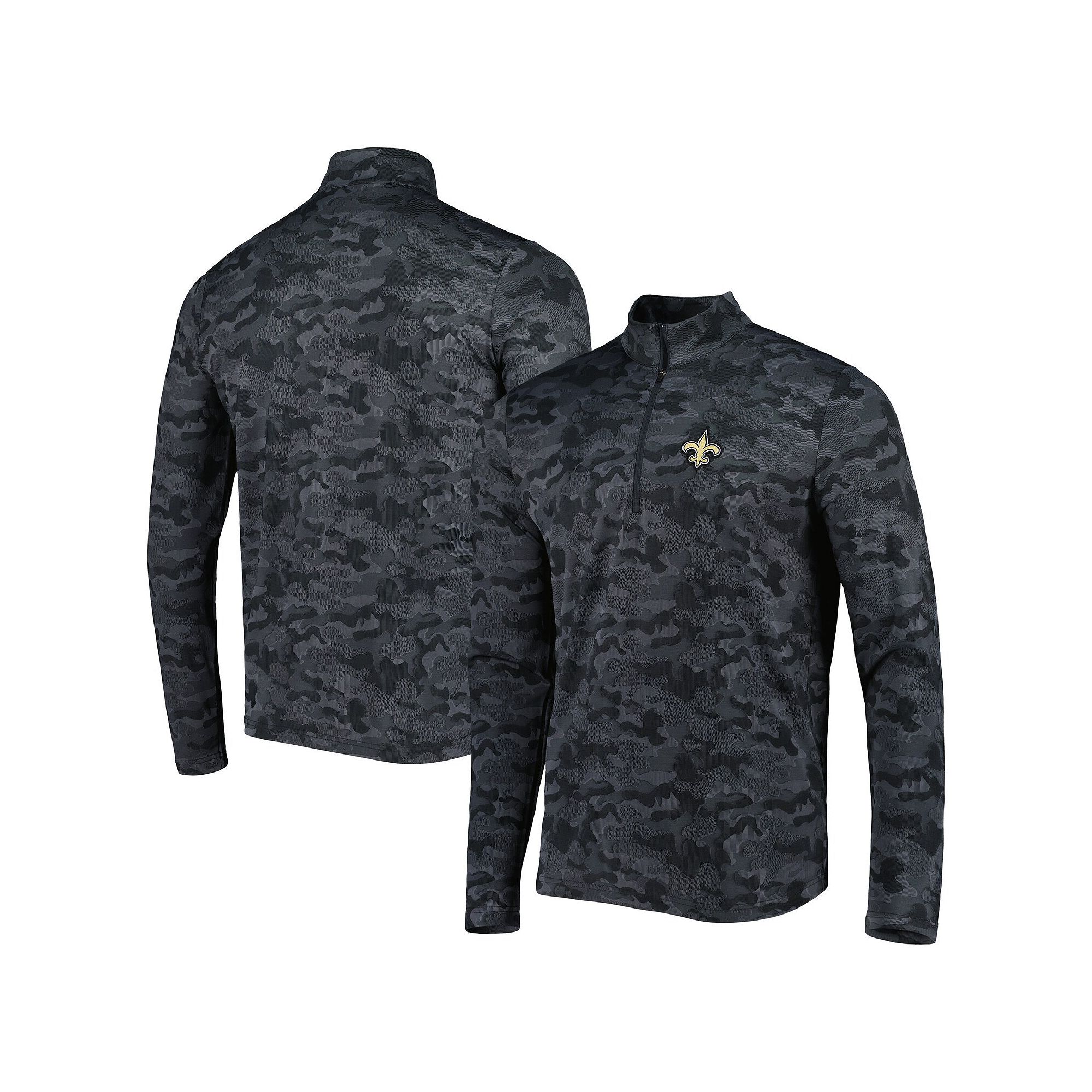 Mens Antigua Black New Orleans Saints Brigade Quarter-Zip Sweatshirt, Size