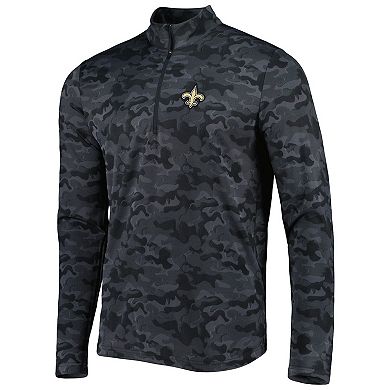Men's Antigua Black New Orleans Saints Brigade Quarter-Zip Sweatshirt