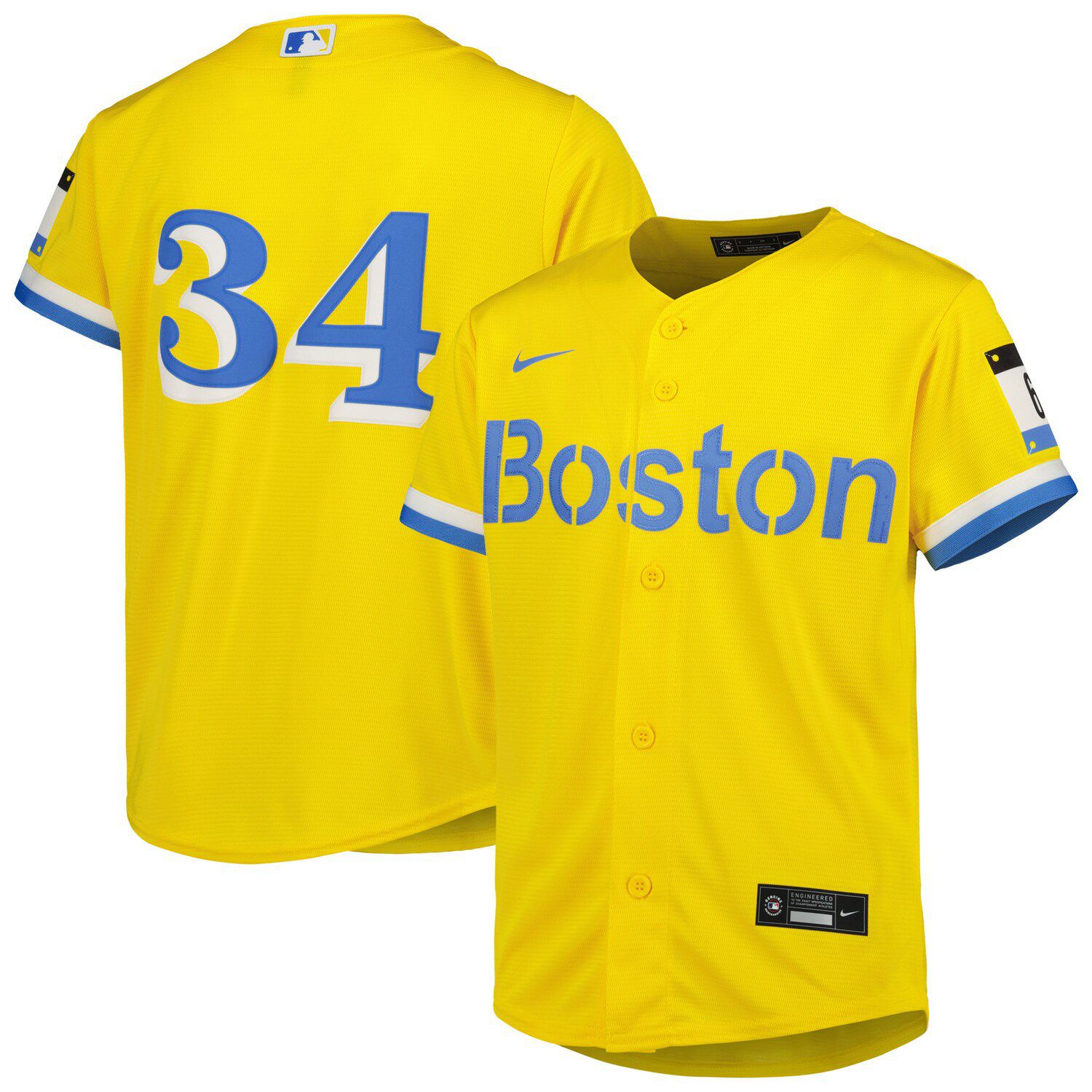 yellow boston red sox jersey