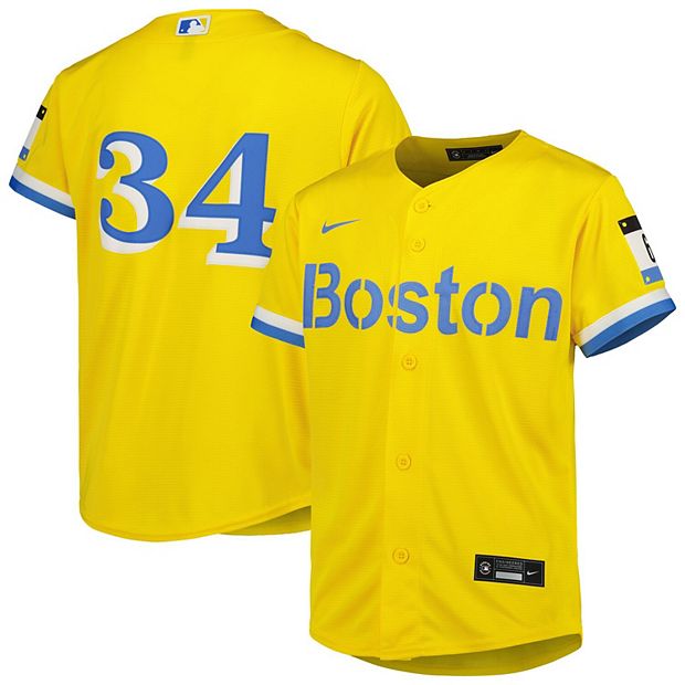 yellow and blue red sox jersey
