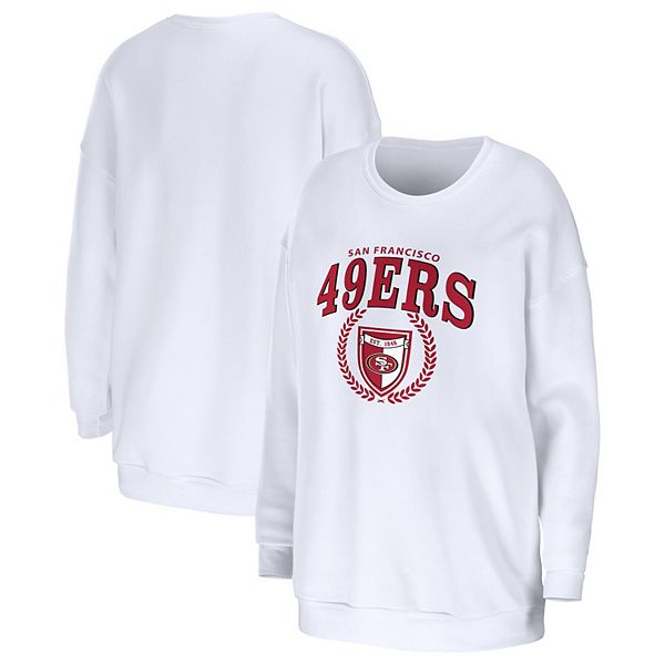 Men's Mitchell & Ness White San Francisco 49ers Faithful Crewneck Fleece  Sweater