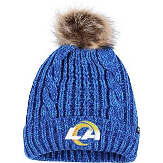 Women's '47 Royal Los Angeles Rams Logo Meeko Cuffed Knit Hat with Pom