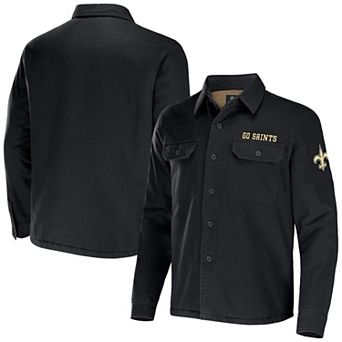 Men's NFL x Darius Rucker Collection by Fanatics Black New Orleans Saints Canvas Button-Up Shirt Jacket
