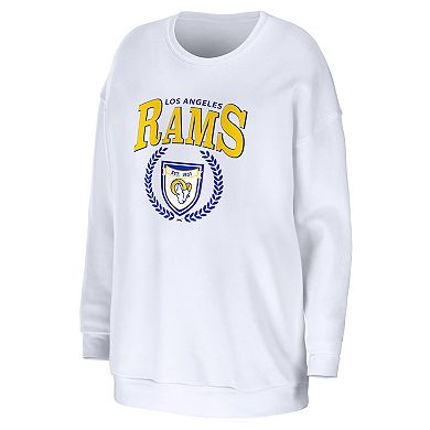 Women's WEAR by Erin Andrews White Los Angeles Rams Oversized Pullover Sweatshirt