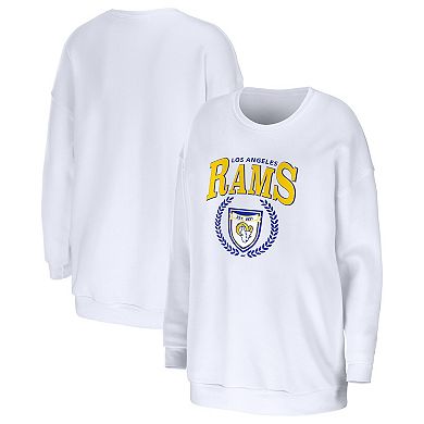 Women's WEAR by Erin Andrews White Los Angeles Rams Oversized Pullover Sweatshirt