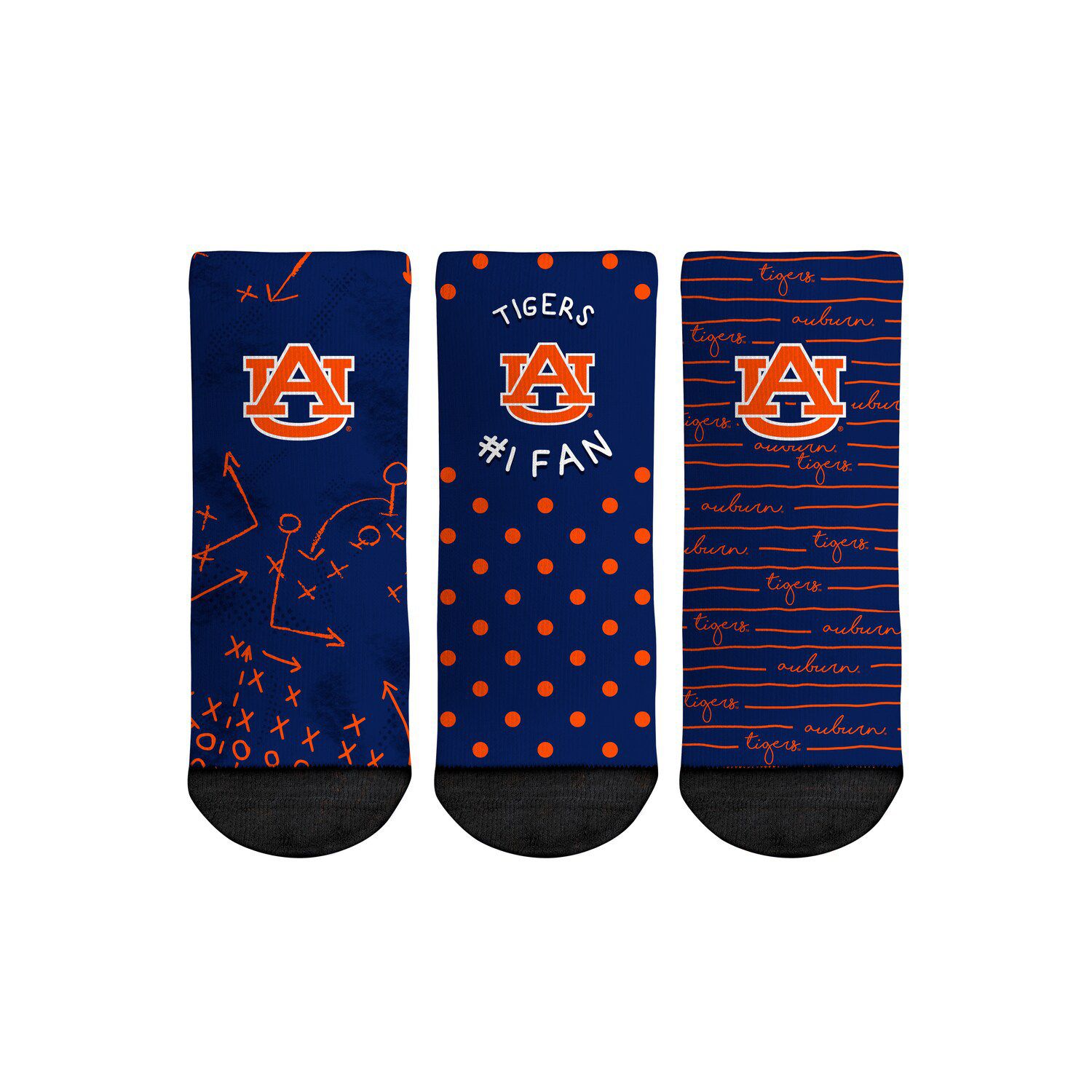 Unisex Rock Em Socks Auburn Tigers Multi-Stripe 2-Pack Team