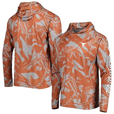 Men's Columbia Texas Orange/Gray Texas Longhorns Super Terminal Tackle Omni-Shade Raglan Long Sleeve Hoodie T-Shirt