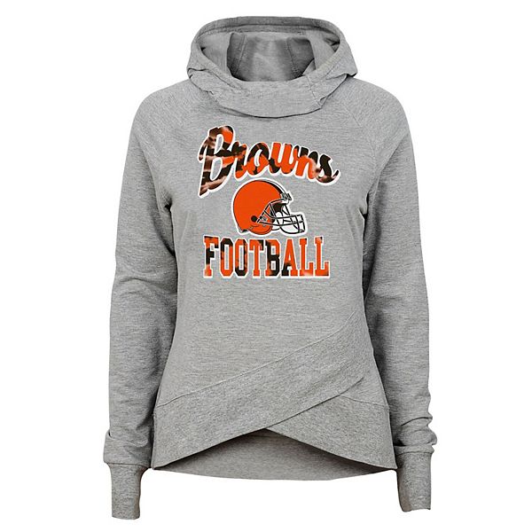 Girls Youth Heathered Gray Cleveland Browns Dye Hard Fan Funnel Neck  Pullover Hoodie