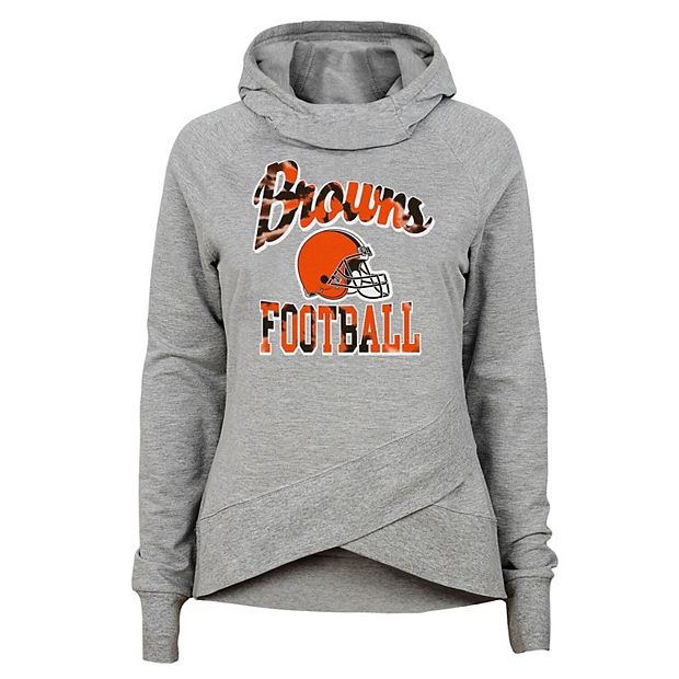 Lids Cleveland Browns Girls Youth Dye Hard Fan Funnel Neck Pullover Hoodie  - Heathered Gray