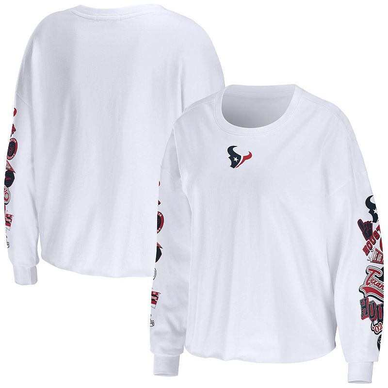 Womens WEAR by Erin Andrews White Houston Texans Celebration Cropped Long 