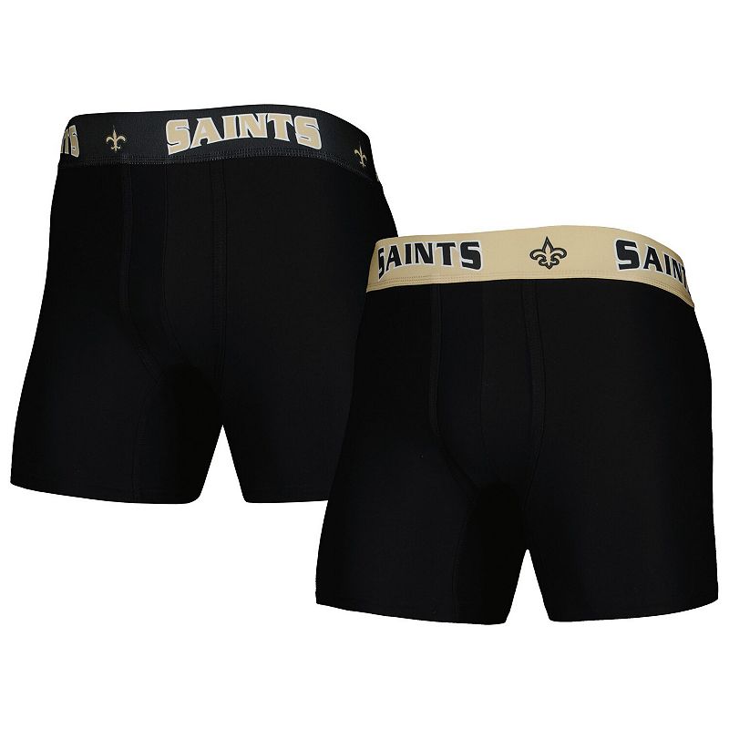 Mens Concepts Sport Black/Gold New Orleans Saints 2-Pack Boxer Briefs Set,