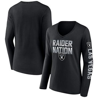 Women's Fanatics Branded Black Las Vegas Raiders Hometown Sweep Long Sleeve V-Neck T-Shirt