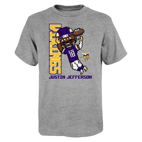 Justin Jefferson Minnesota Vikings Youth Backer T-Shirt - Ash