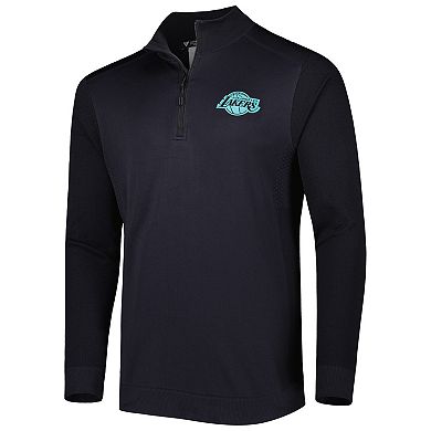 Men's Levelwear Black Los Angeles Lakers Nano Engineered Knit Fabric Quarter-Zip Jacket