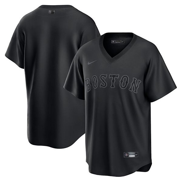 Men's Nike Black Boston Red Sox Pitch Black Fashion Replica Jersey