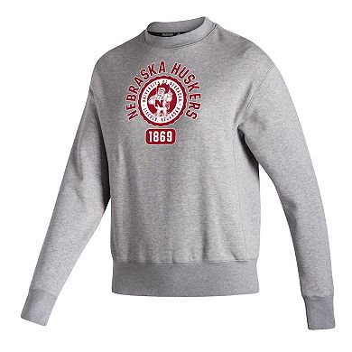 Women's adidas Heathered Gray Nebraska Huskers Vintage Circle Pullover Sweatshirt