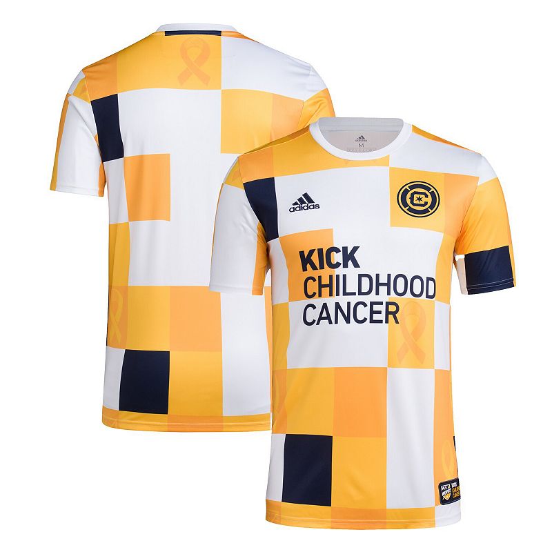 Mens adidas White/Gold Chicago Fire 2022 MLS Works Kick Childhood Cancer A