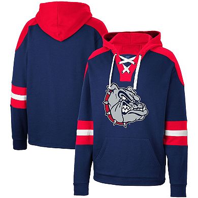 Men's Colosseum Navy Gonzaga Bulldogs Lace-Up 4.0 Pullover Hoodie