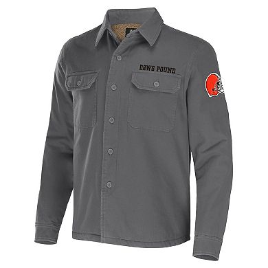 Men's NFL x Darius Rucker Collection by Fanatics Gray Cleveland Browns Canvas Button-Up Shirt Jacket