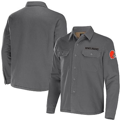 Men's NFL x Darius Rucker Collection by Fanatics Gray Cleveland Browns Canvas Button-Up Shirt Jacket