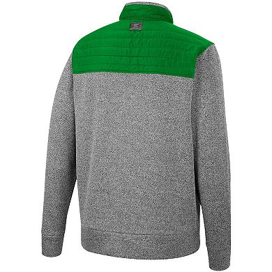 Men's Colosseum Charcoal/Green Oregon Ducks Putter Herringbone Full-Zip Jacket