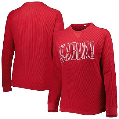 Women's Pressbox Crimson Alabama Crimson Tide Surf Plus Size Southlawn Waffle-Knit Thermal Tri-Blend Long Sleeve T-Shirt