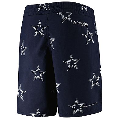 Youth Columbia Navy Dallas Cowboys Backcast Star Omni-Shade Allover Print Shorts