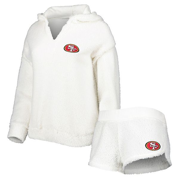 San Francisco 49ers Concepts Sport Women's Fluffy Pullover Sweatshirt &  Shorts Sleep Set - White