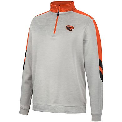 Men's Colosseum Gray/Orange Oregon State Beavers Bushwood Fleece Quarter-Zip Jacket