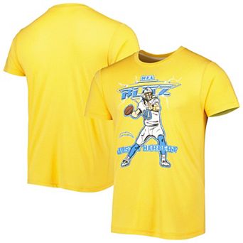 Men's Homage Justin Herbert Heathered Gold Los Angeles Chargers NFL Blitz Player Tri-Blend T-Shirt