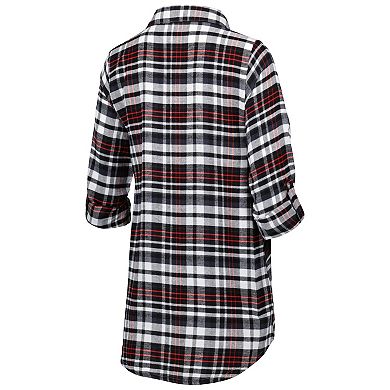 Women's Concepts Sport Black Arizona Cardinals Mainstay Plaid Full-Button Long Sleeve Nightshirt