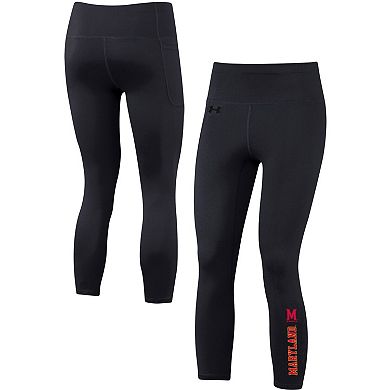 Women's Under Armour Black Maryland Terrapins Motion Performance Ankle-Cropped Leggings