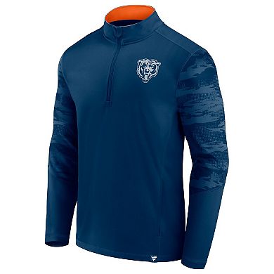 Men's Fanatics Branded Navy Chicago Bears Ringer Quarter-Zip Jacket