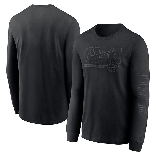 Men's Nike Chicago Cubs Local Pitch Black Long Sleeve T-Shirt