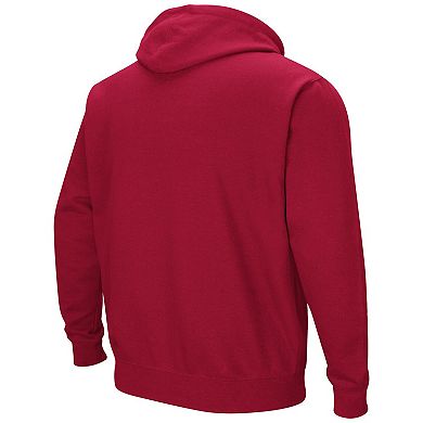 Men's Colosseum Crimson Oklahoma Sooners Arch & Logo 3.0 Pullover Hoodie