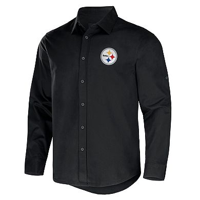 Men's NFL x Darius Rucker Collection by Fanatics Black Pittsburgh Steelers Convertible Twill Long Sleeve Button-Up Shirt