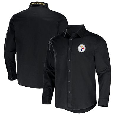 Men's NFL x Darius Rucker Collection by Fanatics Black Pittsburgh Steelers Convertible Twill Long Sleeve Button-Up Shirt