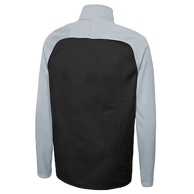 Men's New Era Black Las Vegas Raiders Combine Authentic O-Line Raglan Half-Zip Jacket