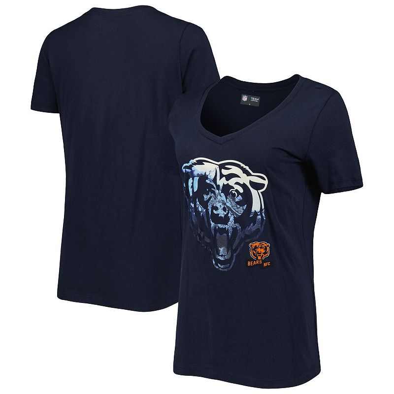 Womens New Era Navy Chicago Bears Ink Dye Sideline V-Neck T-Shirt, Size: 2