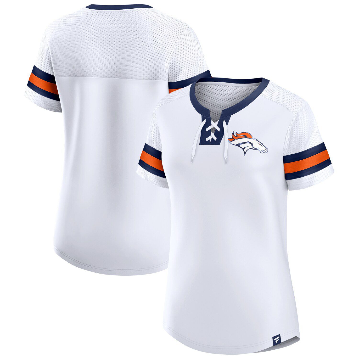 Women's New Era Navy Denver Broncos Raglan Lace-Up T-Shirt Size: Extra Small