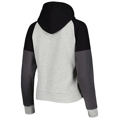 Women's Antigua Heather Gray Las Vegas Raiders Lightweight Jackpot Raglan Half-Zip Pullover Hoodie